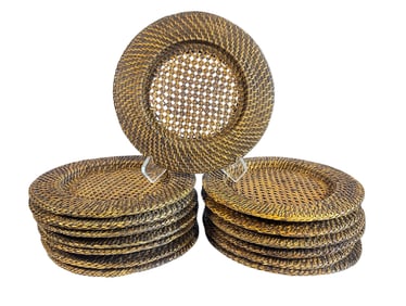 Set of Fourteen Rattan Wicker Chargers