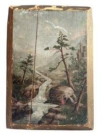 An Early Acrylic on Wood Landscape Painting