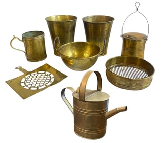 Collection Vintage Brass Planters and Kitchen Articles