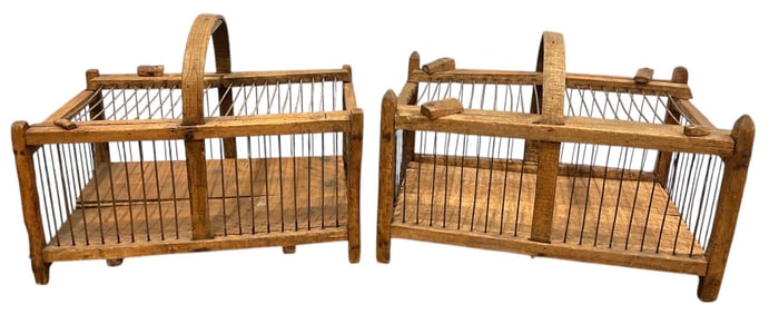 Two Early French Pine Chicken Crates