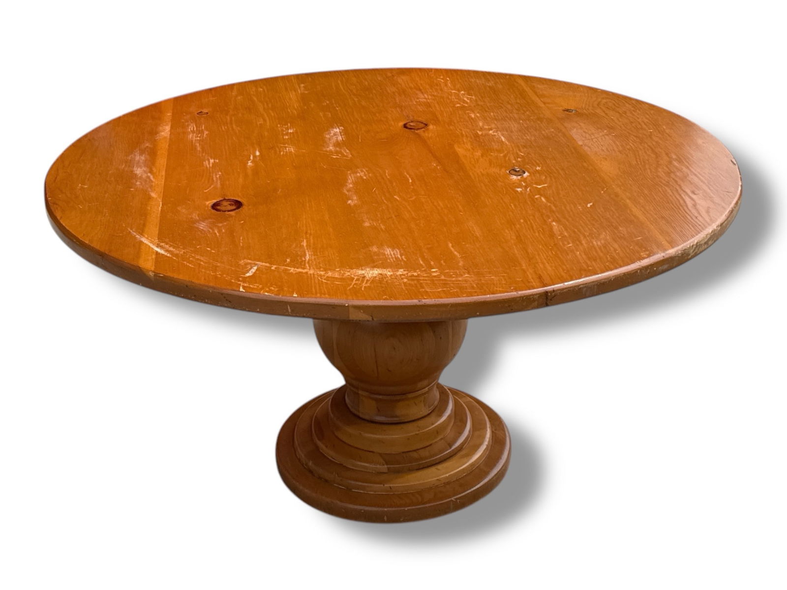A Carved Pine Pedestal Base Table (1 of 4)