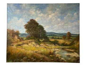 A Wall Size 19th/20th C Landscape Oil Painting Signed