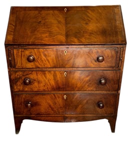 Antique Flamed Mahogany Flip Top Secretary Desk