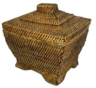 An Exceptional Hand Woven Rattan Storage Box