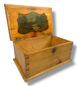 Early 1900s English Pine Lock Box