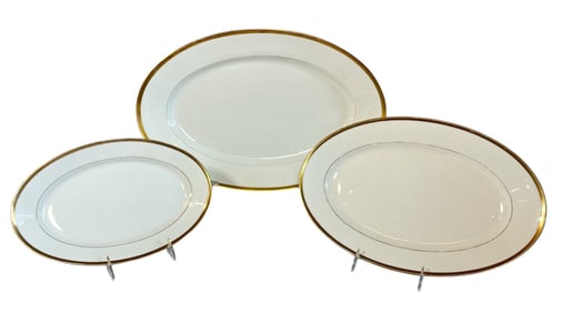 Three SCHWARZBURG Gold Accent Porcelain Platters
