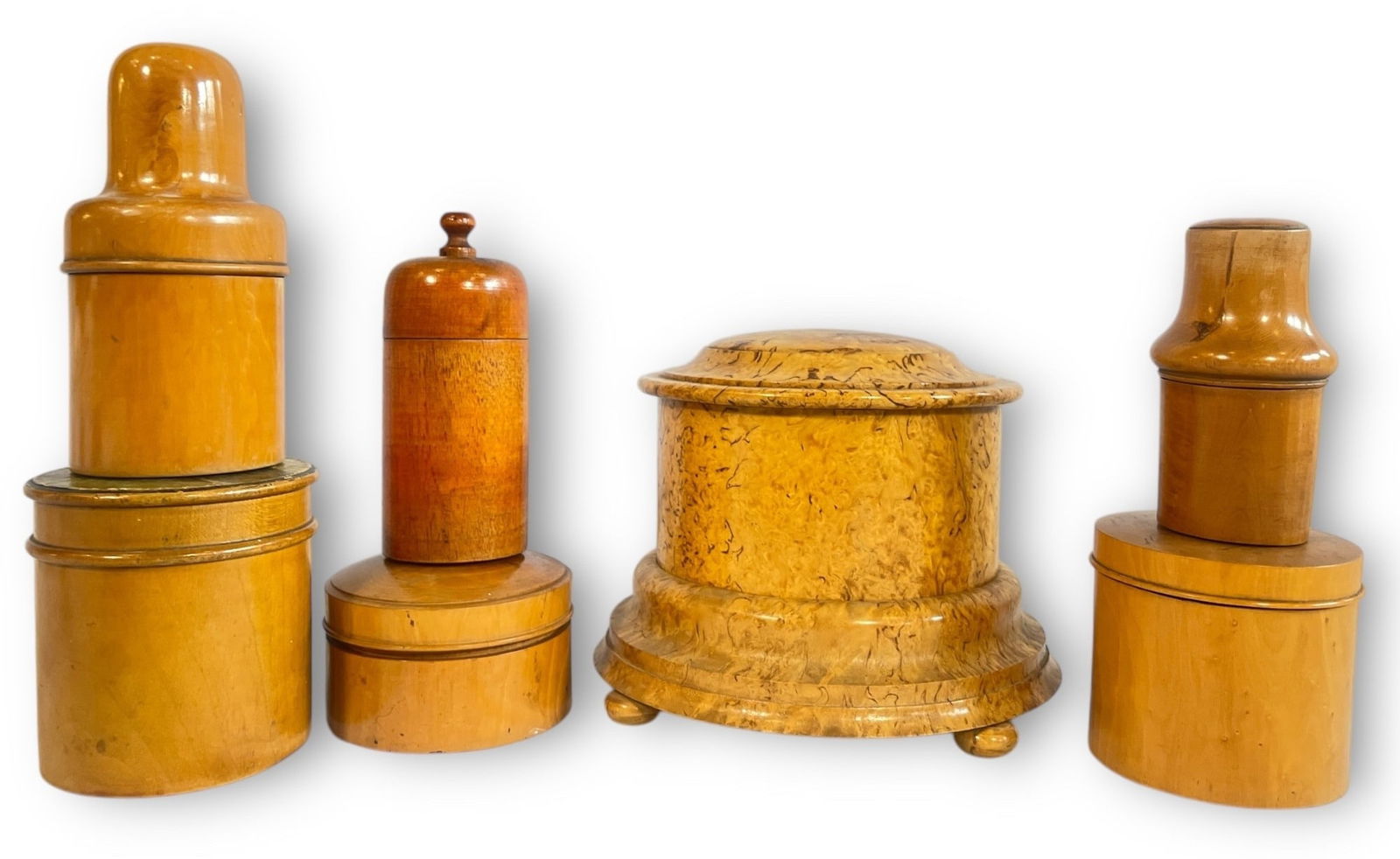 An Assortment of Burlwood, Treenware Wood Bottles and Boxes (1 of 7)