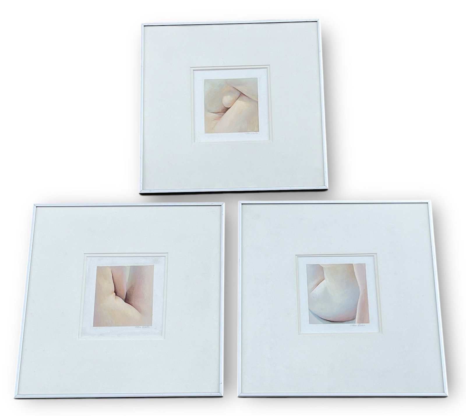 A Series of Three Mid Century Nudes by ALLAN LEHTIS: 15.5" x 15.5", Lehtis was born in Estonia. He studied painting for four years at the American Academy of Art in Chicago. He served two years in the U.S. Navy as official artist and photographer to the