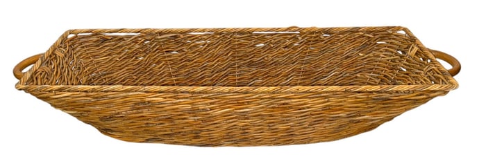 Large Vintage French Woven Rattan Centerpiece Basket