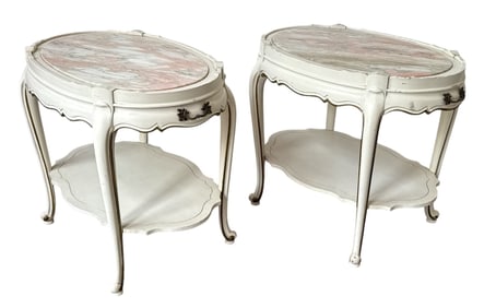 Marble Top French Provincial End Tables