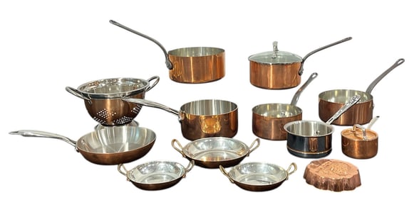 An Assortment of French & American Copper Pots