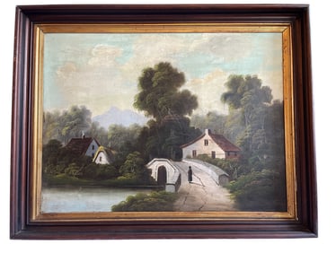 A Large Unsigned Landscape Oil on Canvas