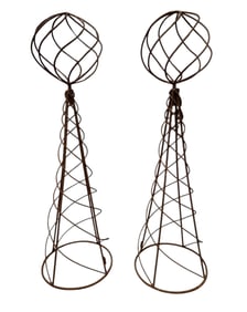 A Pair of Wrought Iron Garden Topiaries