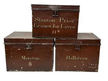 Three English Tin Transport Trunks