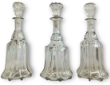 Three Victorian Bell Shaped Liquor Decanters