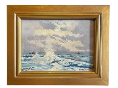 WILLIAM H JONES 19th C Seascape Oil Painting