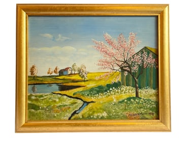 A Signed WESTLING 1949 Oil on Board Landscape