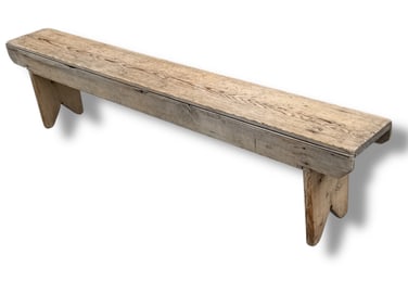 A Primitive White Washed Pine Bench