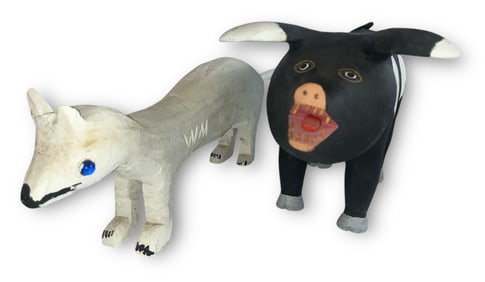 Two Primitive Folk Art Animal Carvings, DAVID ALVAREZ