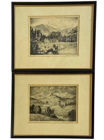 Two LYMAN BYXBE Pencil Signed & Titled Etchings