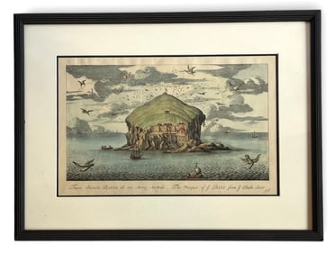 A JOHN SLEZER Bass Rock Island, Scotland Book Plate Engraving