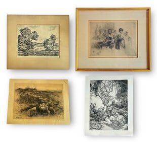 Collection 19th C Etchings, Some Signed