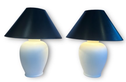 A Pair of Contemporary White Accent Lamps