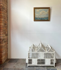 A Painted White Victorian Birdhouse