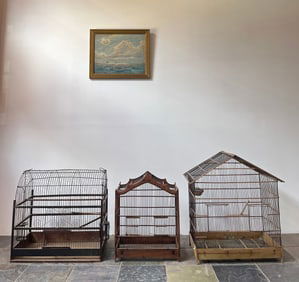 Three Early Primitive Birdhouses