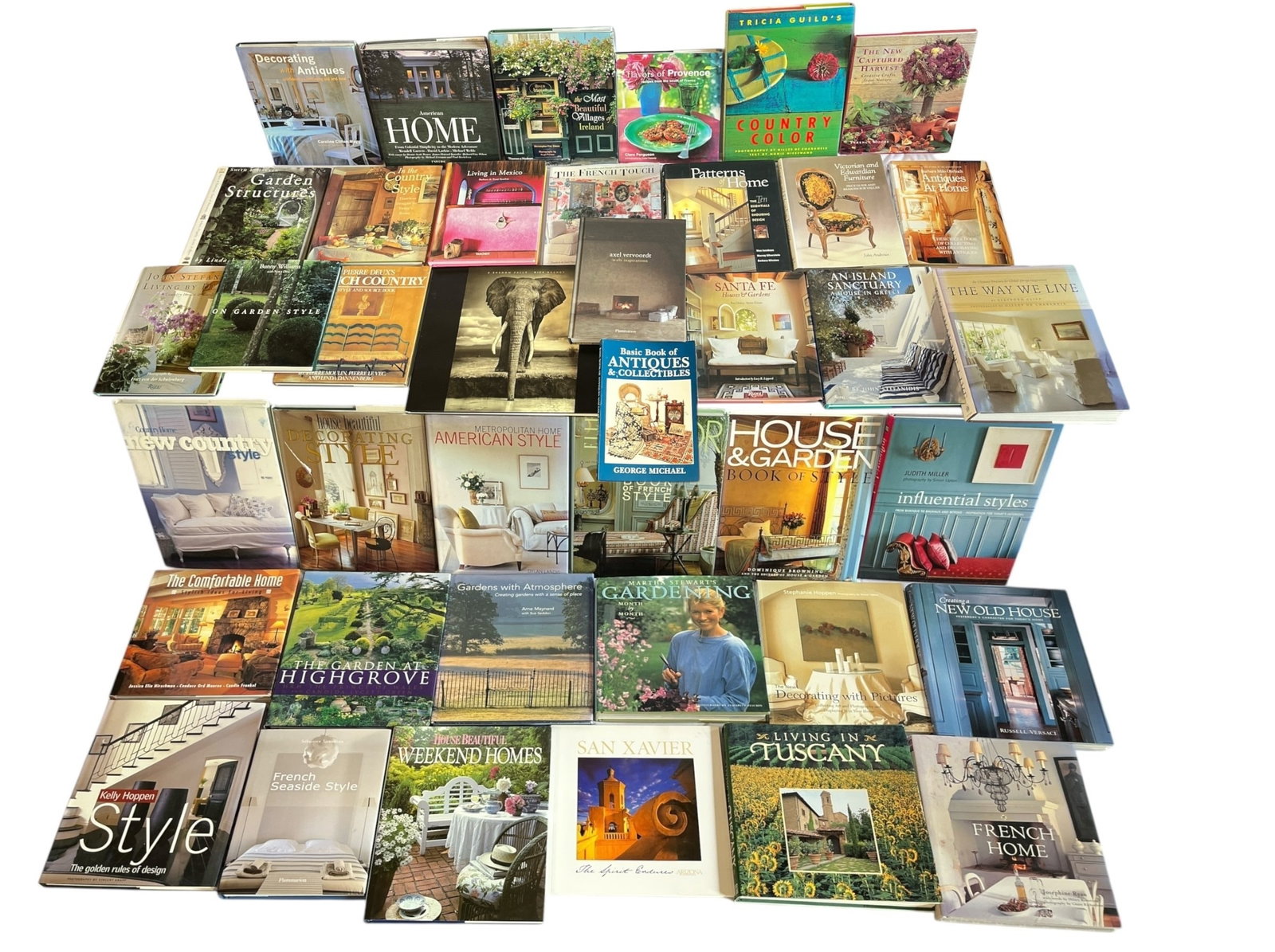 A Large Collection of Interior Design, Photography, and Gardening Books: Includes a total of 41 books. Titles includes Country Home, House & Garden, Influential Styles, The Comfortable Home, and more.