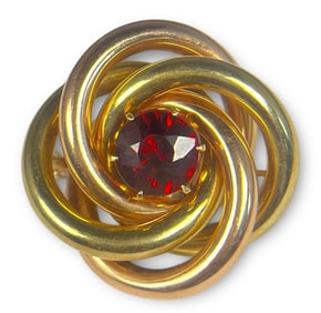 A 14k Gold and Garnet Wrapped Brooch