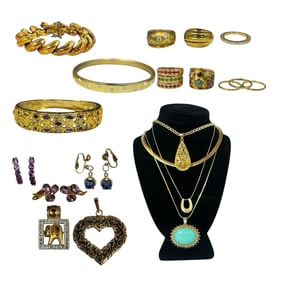 A Large Collection of Sterling Silver Gold Tone Jewelry