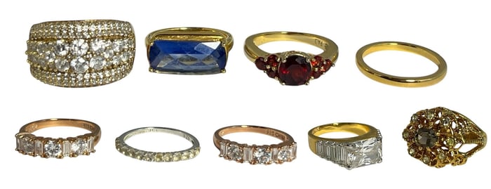 An Assortment of Sterling Silver, 18k Gold Filled Rings