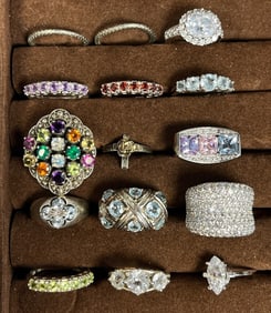 Large Collection of Sterling Silver and Gemstone Rings
