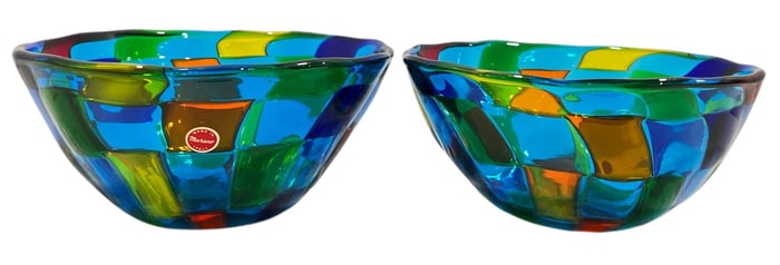 Two ANGELO BALLARIN Murano Art Glass Bowls