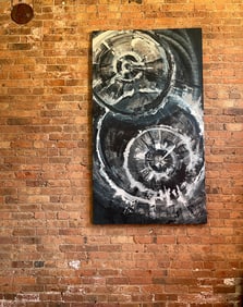 A Massive 6' Abstract Oil on Canvas by K.F. PRYOR, "Binary II"