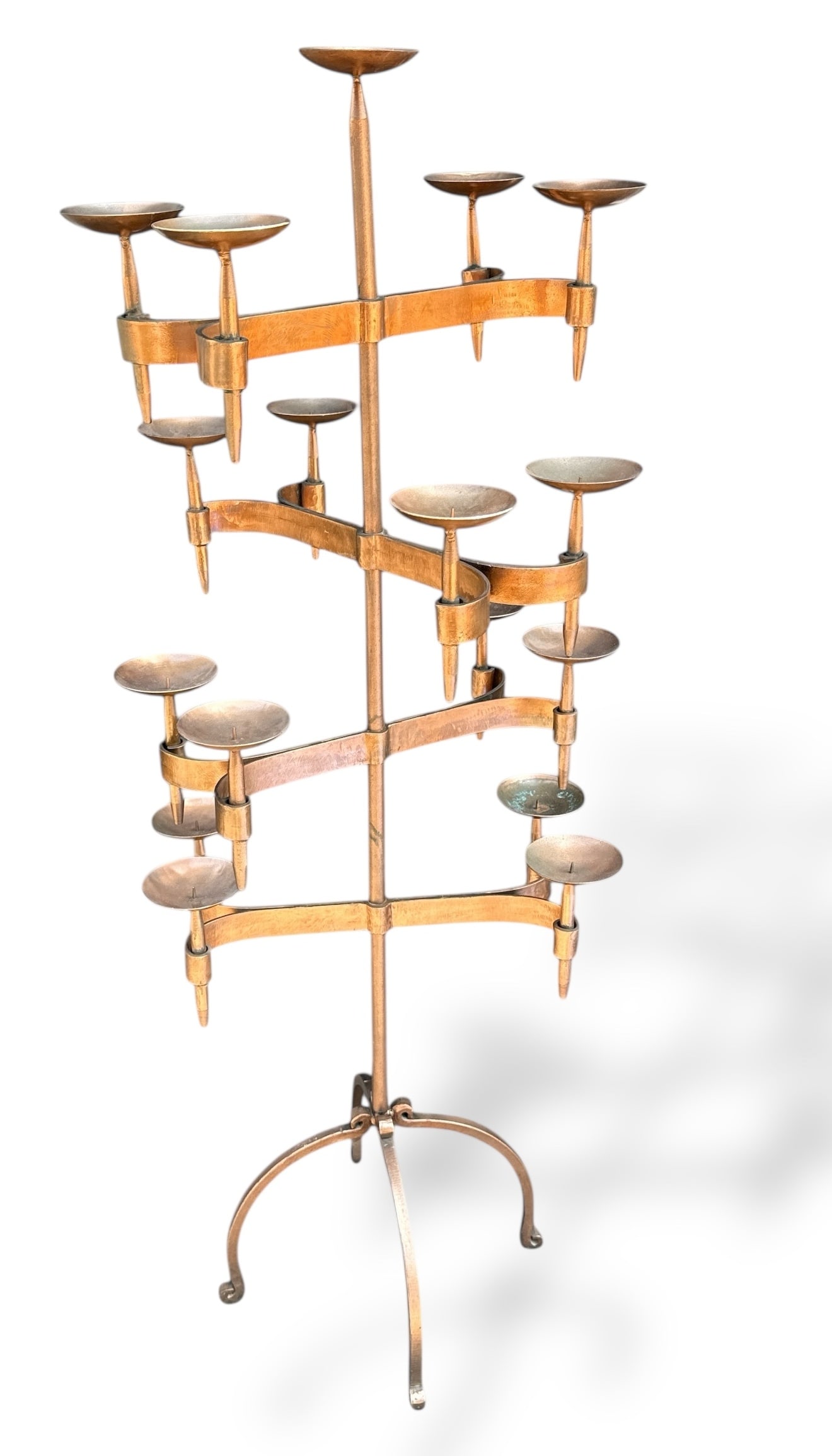 Large Wrought Iron & Copper Candelabra (1 of 5)