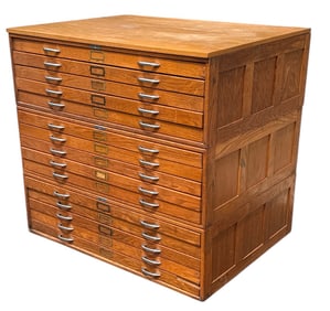 15 Drawer Antique Oak Map Cabinet, MAYLINE