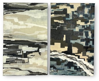 Two Abstract Cubism Works, Acrylic on Canvas, K. F. PRYOR