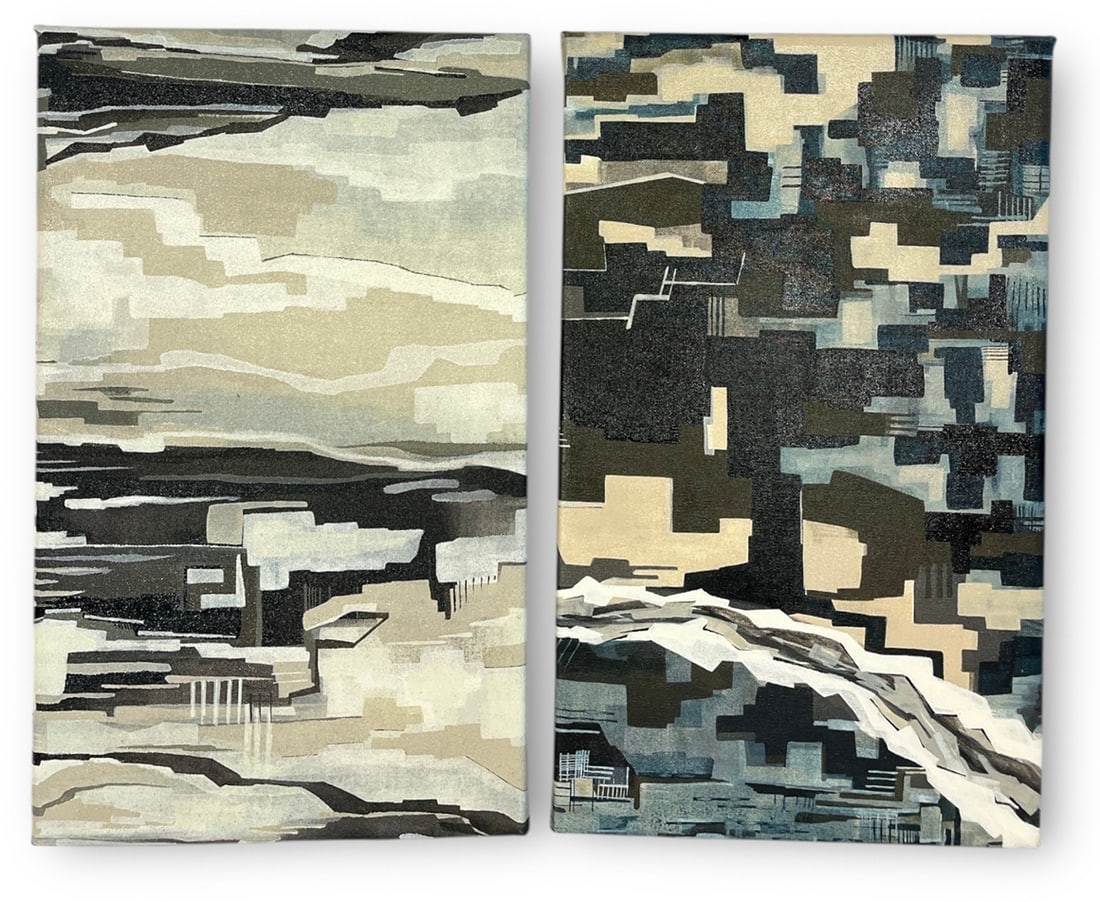 Two Abstract Cubism Works, Acrylic on Canvas, K. F. PRYOR (1 of 4)