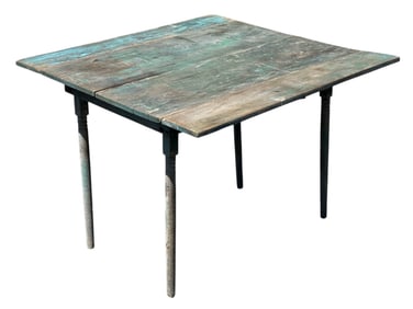Old Blue Paint Primitive Farmhouse Table