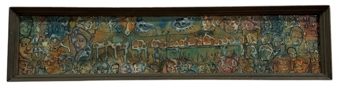 A Mid Century Abstract Oil Collage "Hail for Us"
