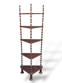 Primitive Folk Art Spool Corner Shelf