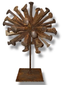 A Brutalist Folk Art Railroad Spike Sculpture