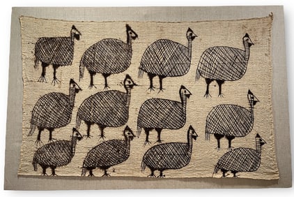 A Senufo Painted Bird Mud Cloth Wall Hanging