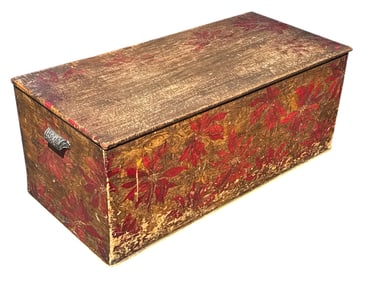 Arts & Crafts Rare Pyrography Trunk Blanket Chest
