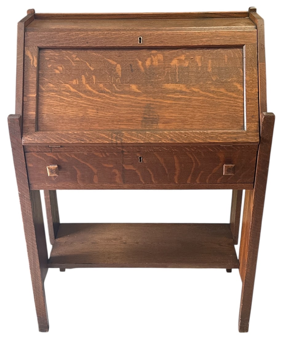 Mission Oak Arts & Crafts Drop Front Desk (1 of 4)