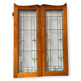 Two Antique Stained Glass Doors