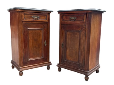 Antique Marble Top End Tables, Pair