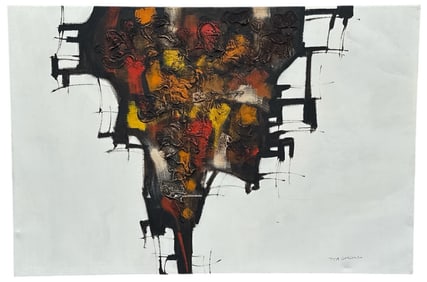Large Scale Mid Century Abstract Oil on Canvas, TOM GORDON